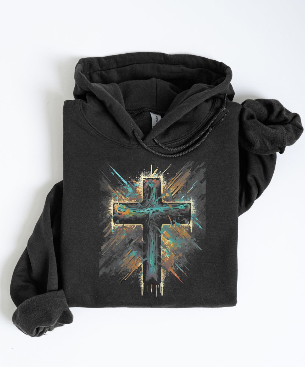 Brushstroke Cross Hoodie