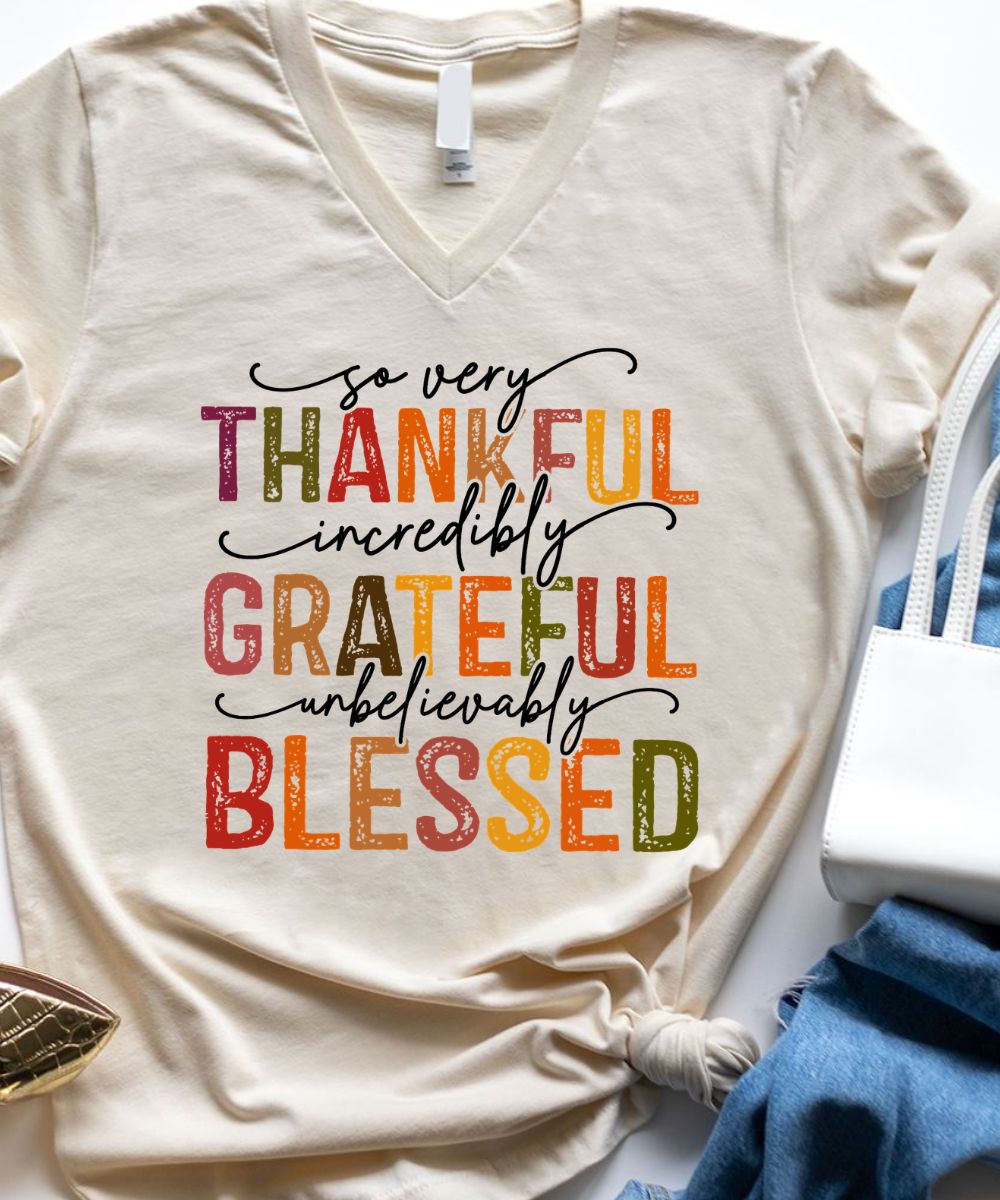 Unbelievably Blessed V-Neck (Distressed Design)