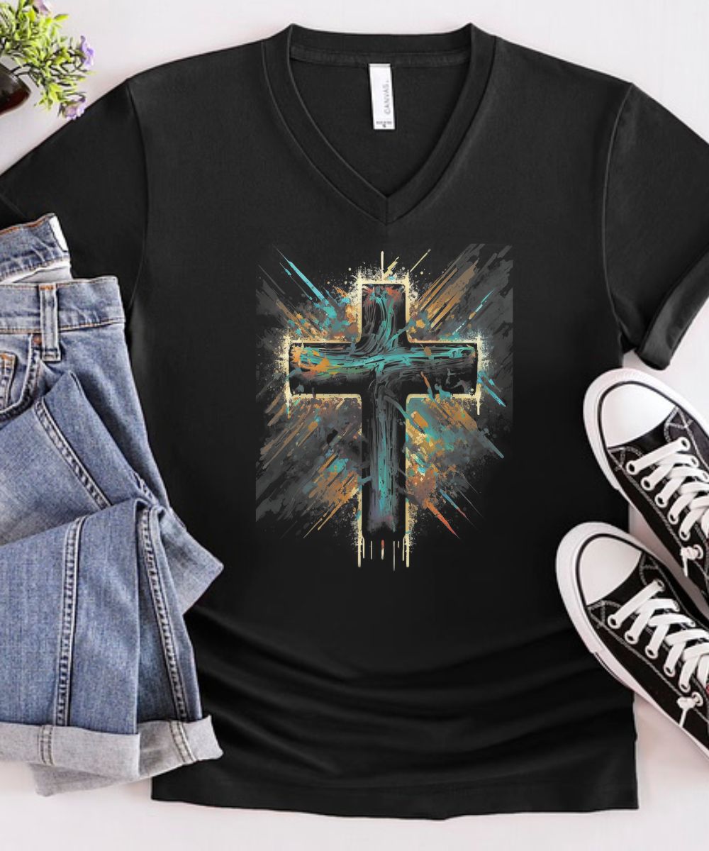 Brushstroke Cross V-Neck