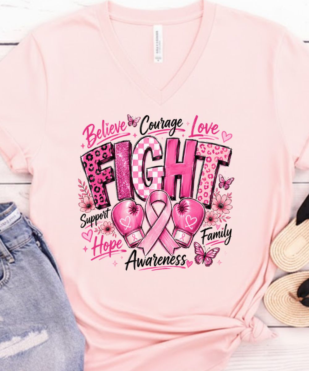 Believe. Courage. Love. Fight. V-Neck