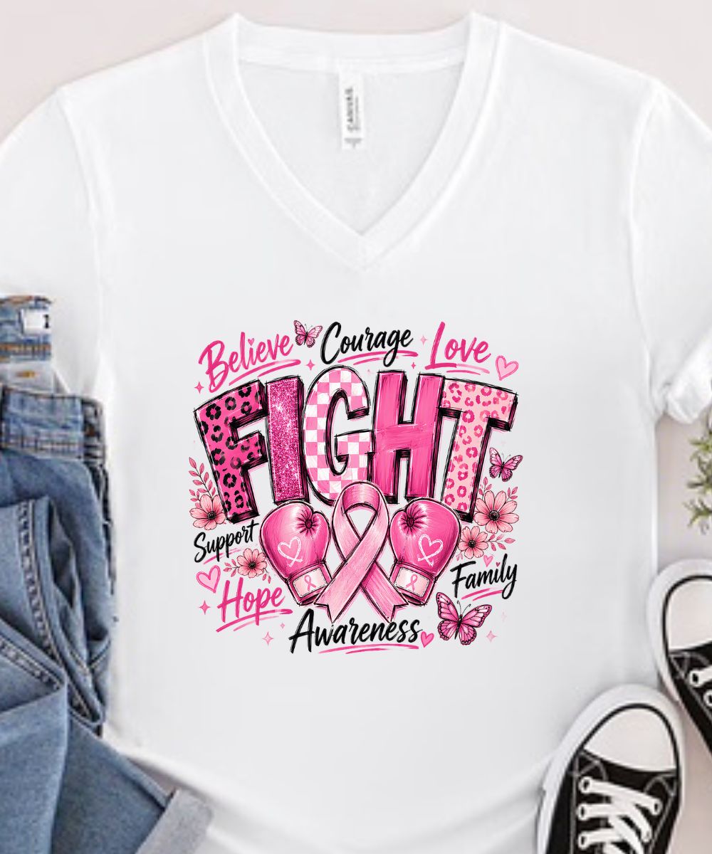 Believe. Courage. Love. Fight. V-Neck
