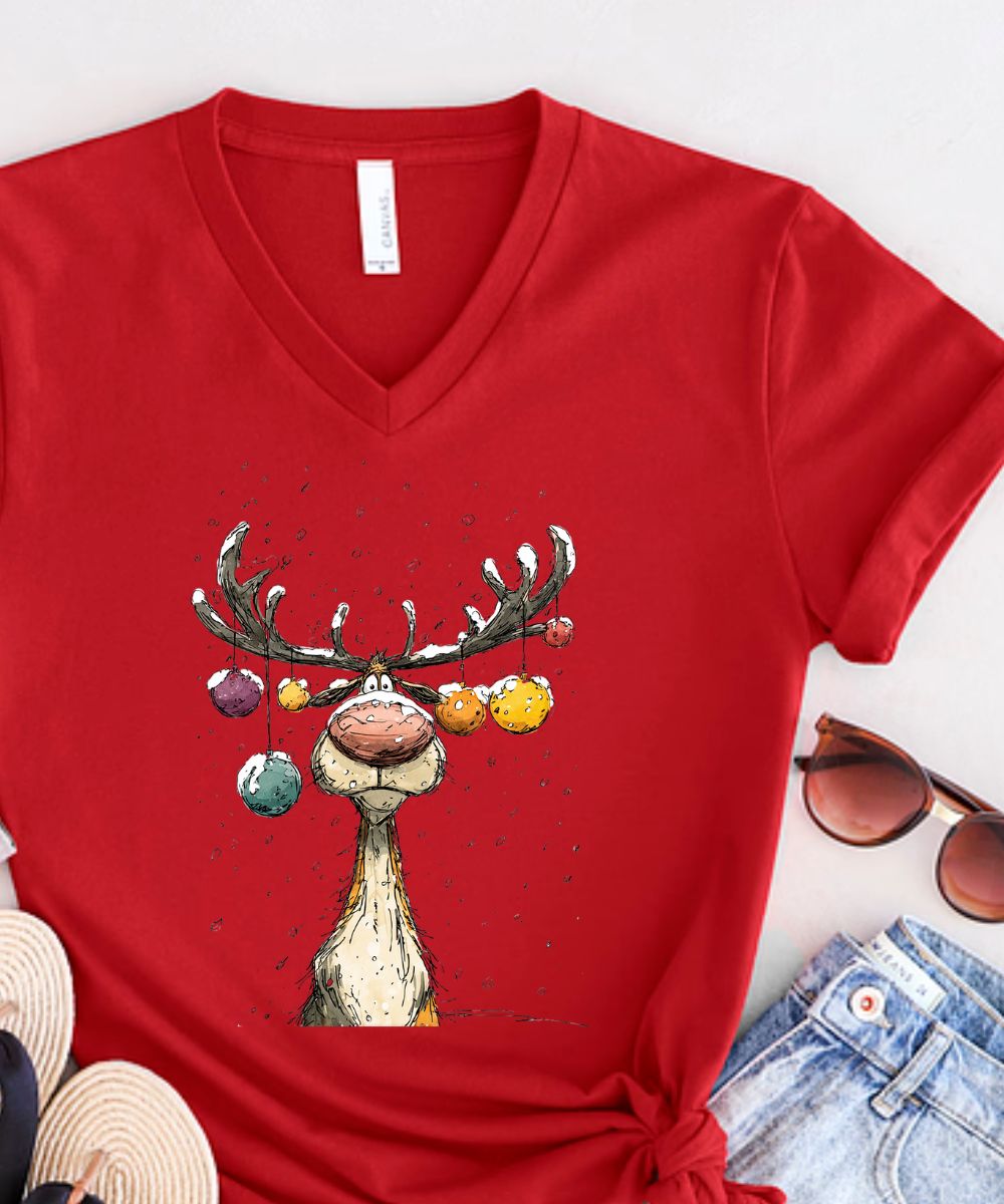 Christmas Reindeer V-Neck