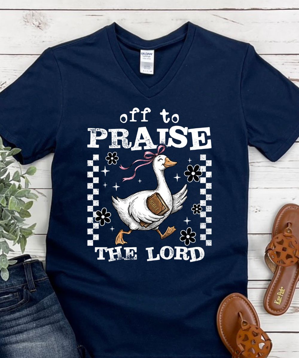 Off To Praise The Lord V-Neck