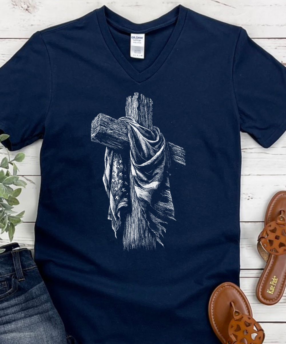 USA Cross V-Neck