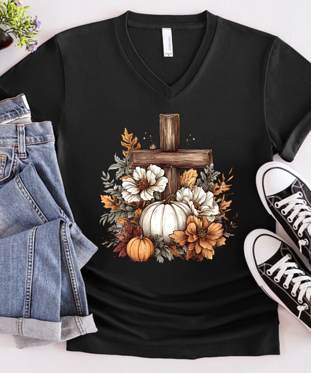 Pumpkin Cross V-Neck