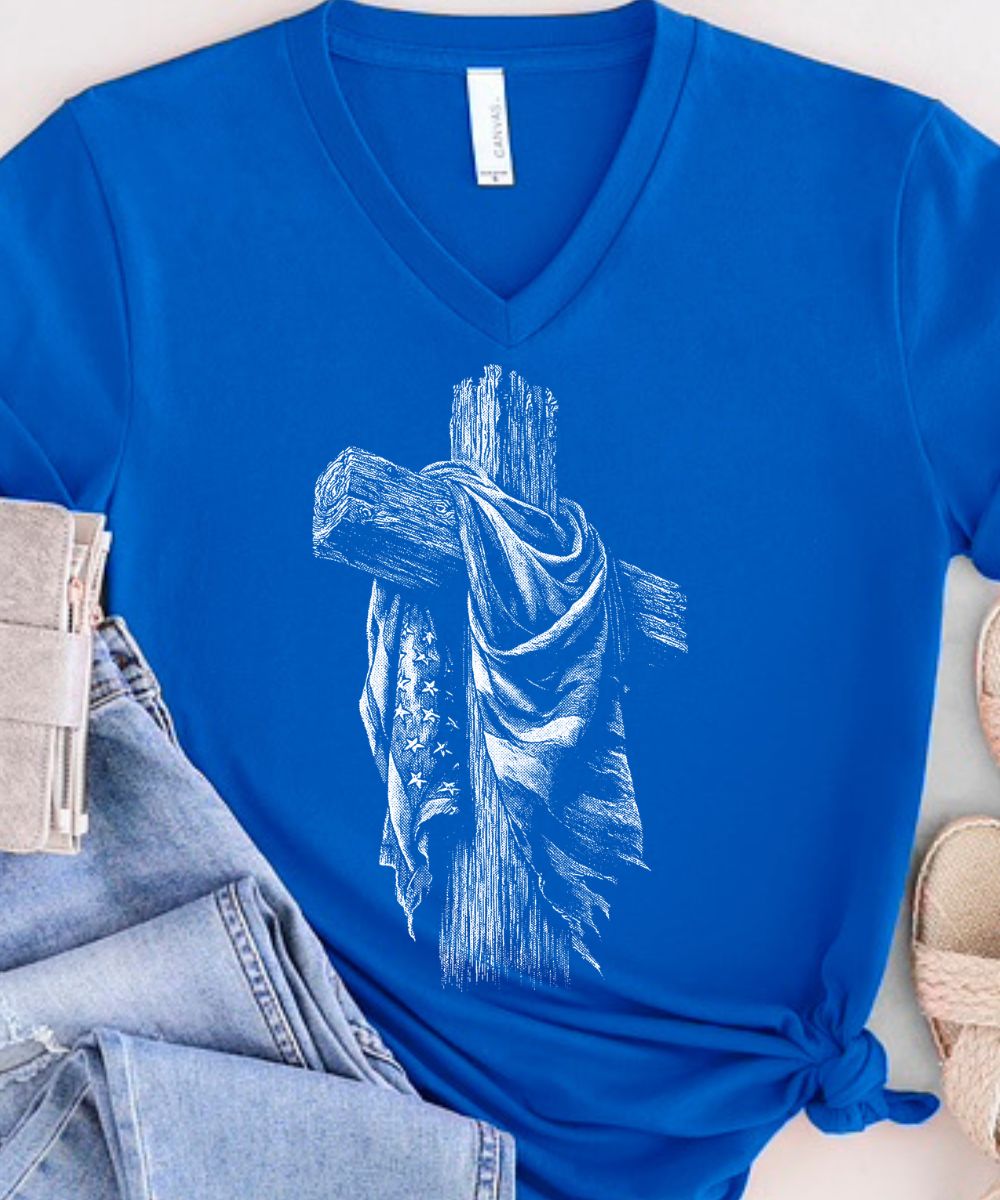 USA Cross V-Neck