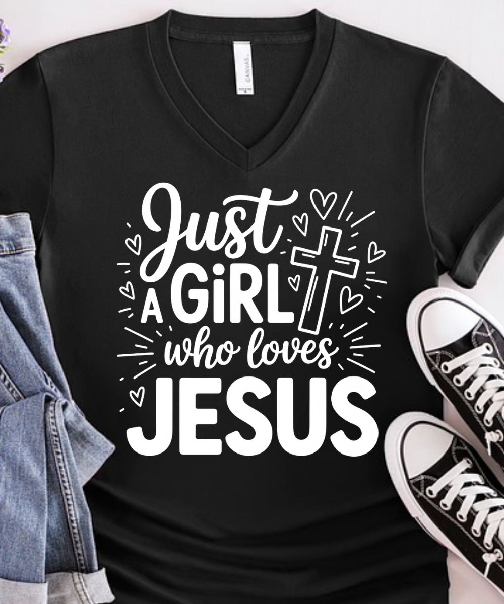 A Girl Who Loves Jesus V-Neck
