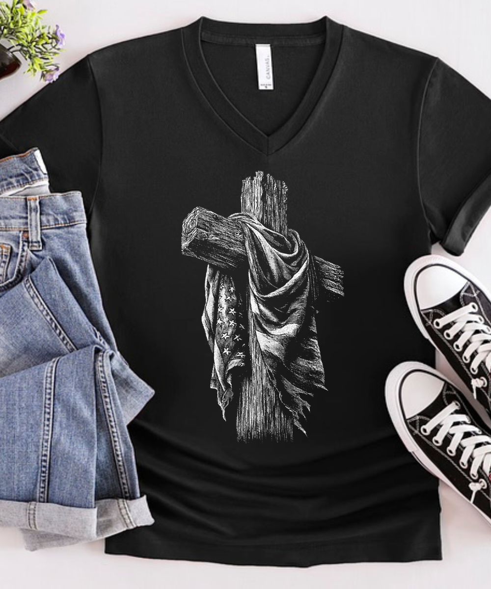 USA Cross V-Neck