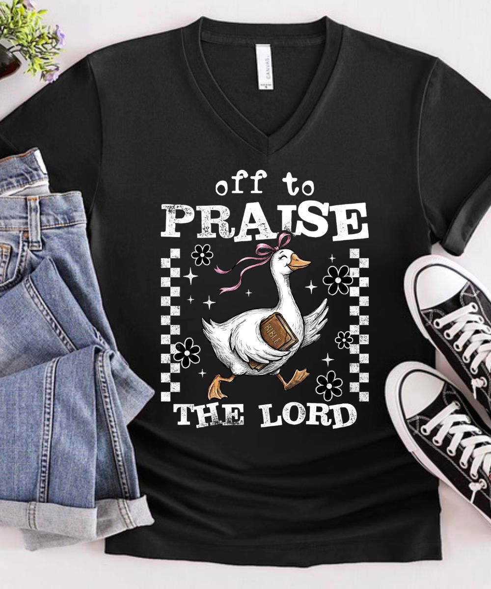 Off To Praise The Lord V-Neck