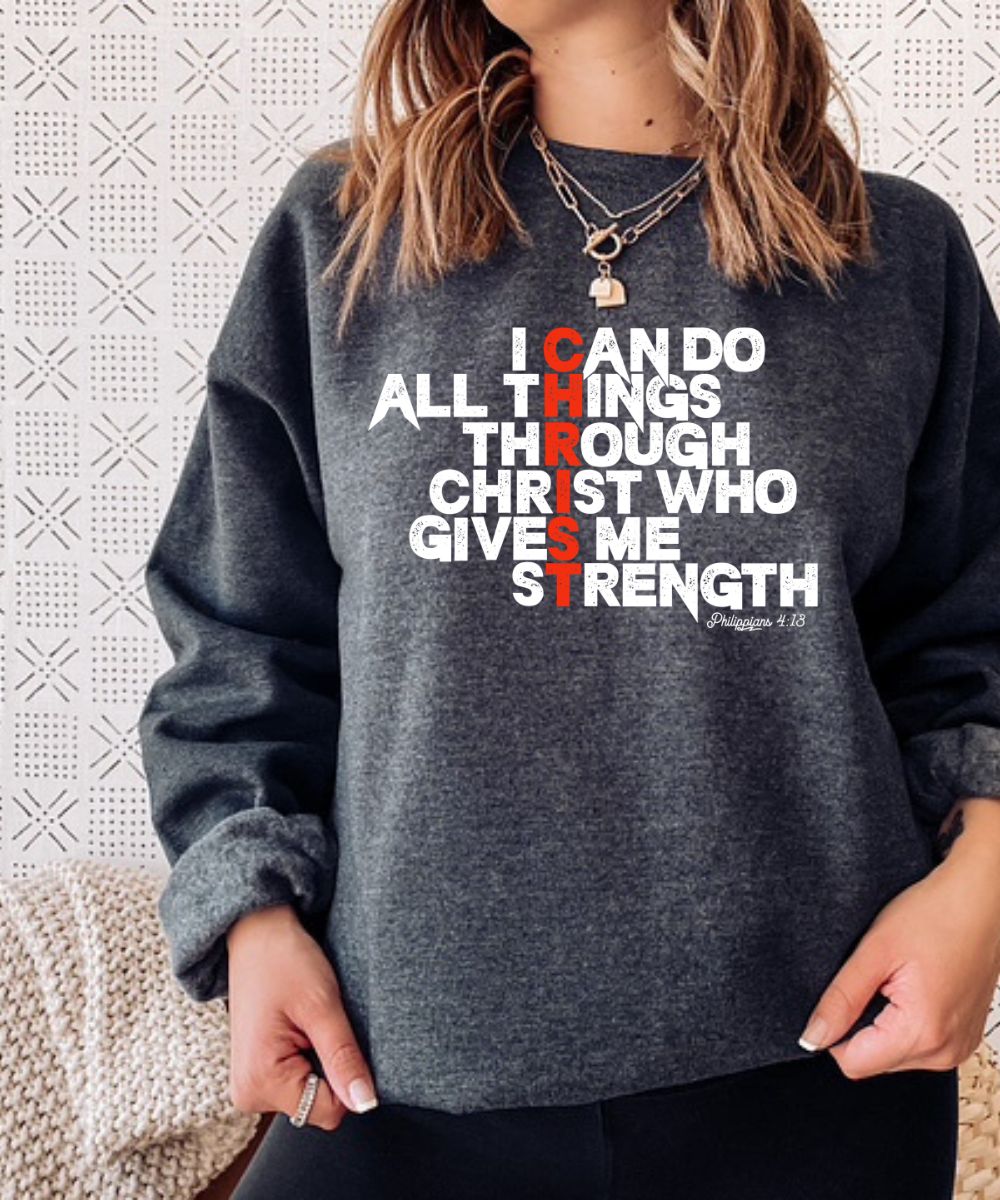 Philippians 4:13 (Distressed Design) Sweatshirt