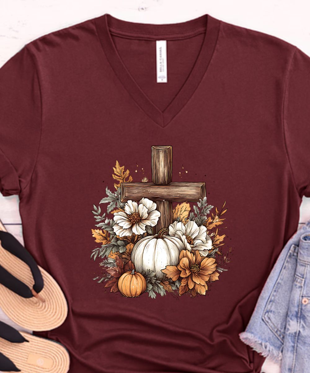 Pumpkin Cross V-Neck