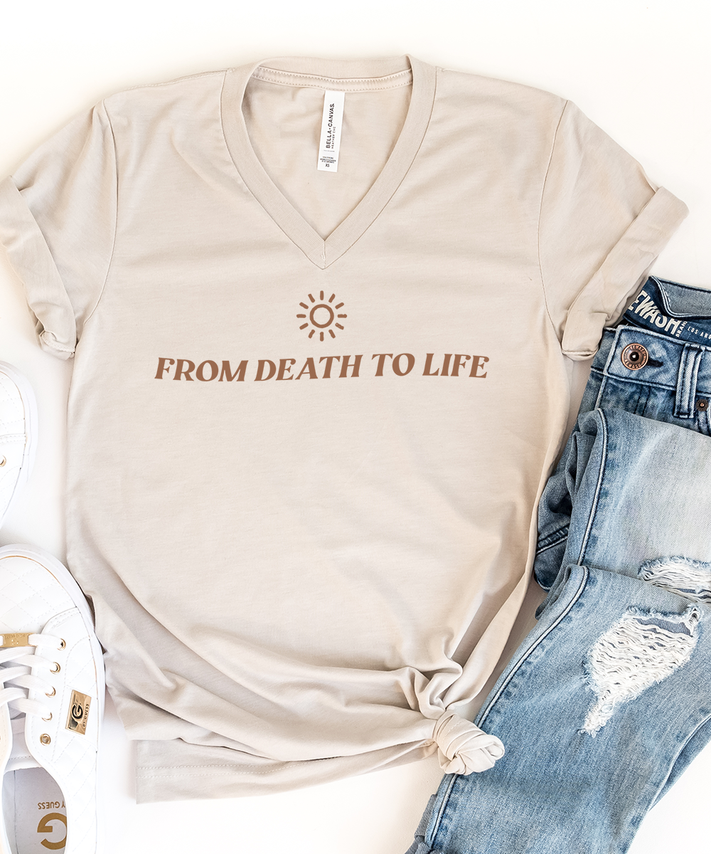Death Could Not Hold Him (Front & Back) V-Neck