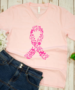 October Breast Cancer Ribbon V-Neck