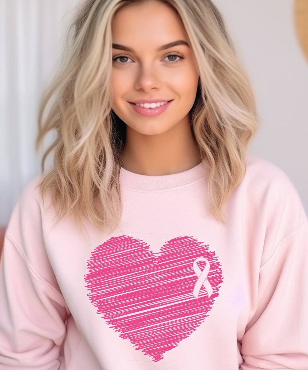 Breast Cancer Heart Ribbon Sweatshirt