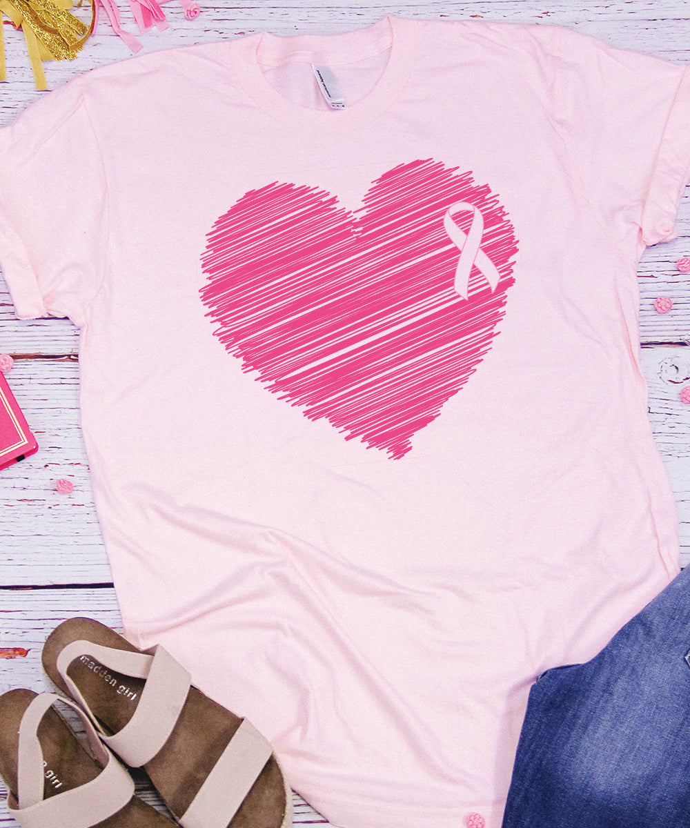 Breast Cancer Heart Ribbon
