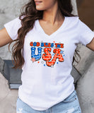 Bless The USA - Retro Distressed V-Neck