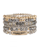 Light Gray Amazing Grace Charm Mix Beads Bracelet