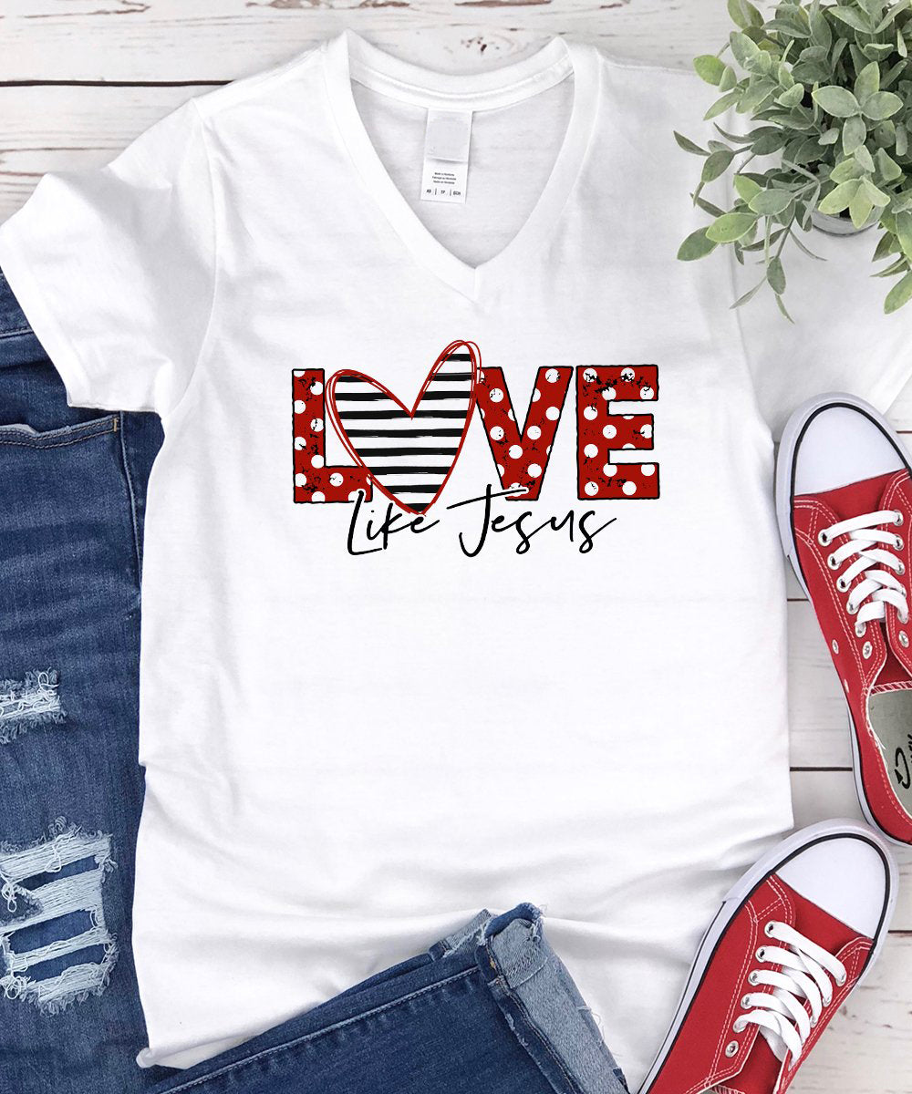 Love Like Jesus (Polka Dot) V-Neck