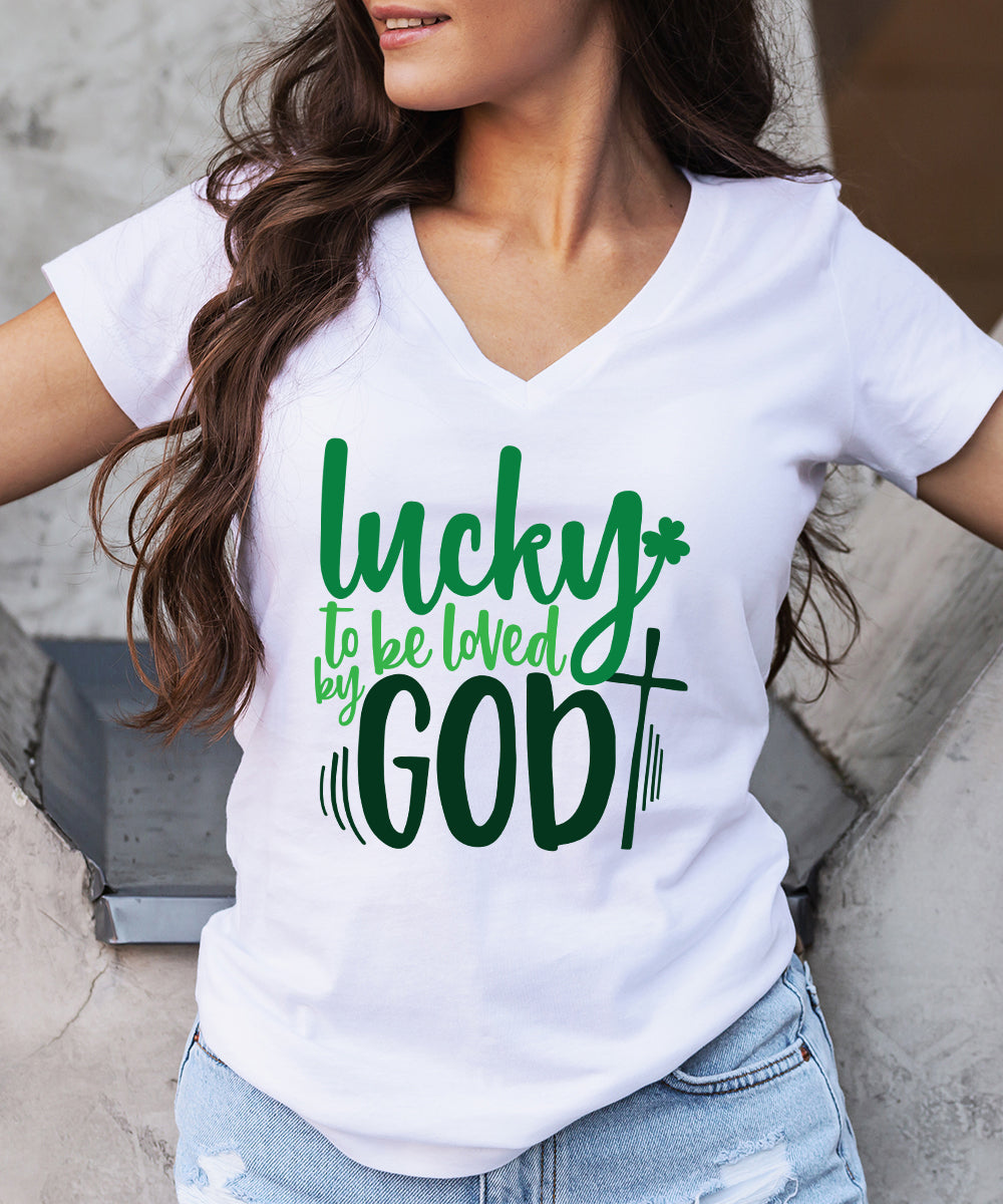 Lucky To Be Loved By God V-Neck