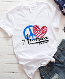 Peace Love America V-Neck