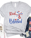 Red, White & Blessed V-Neck