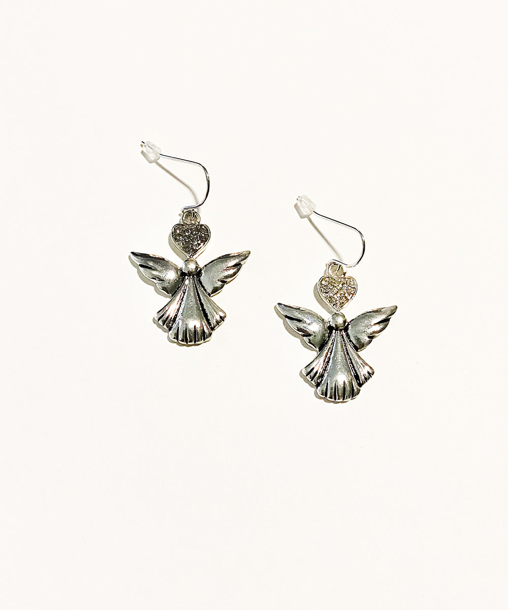 Guardian Angel Sterling Silver Dangling Earrings