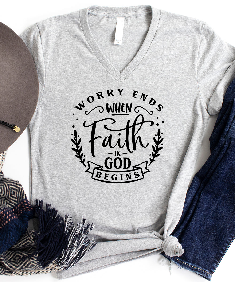 When Faith In God Begins V-Neck